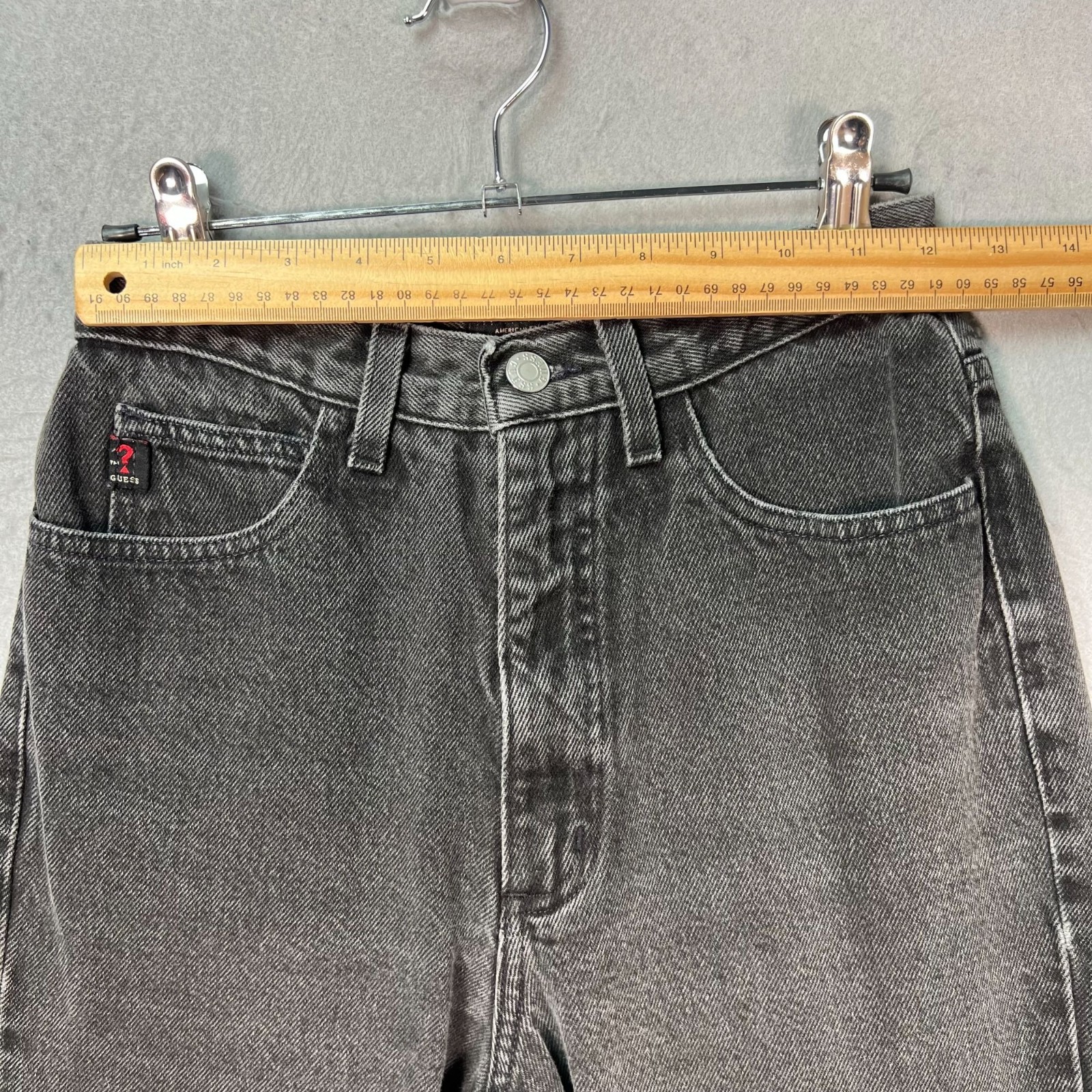 VTG Guess Womens Size 30 (24 in Waist) High-Waisted Tapered Black Denim Pants