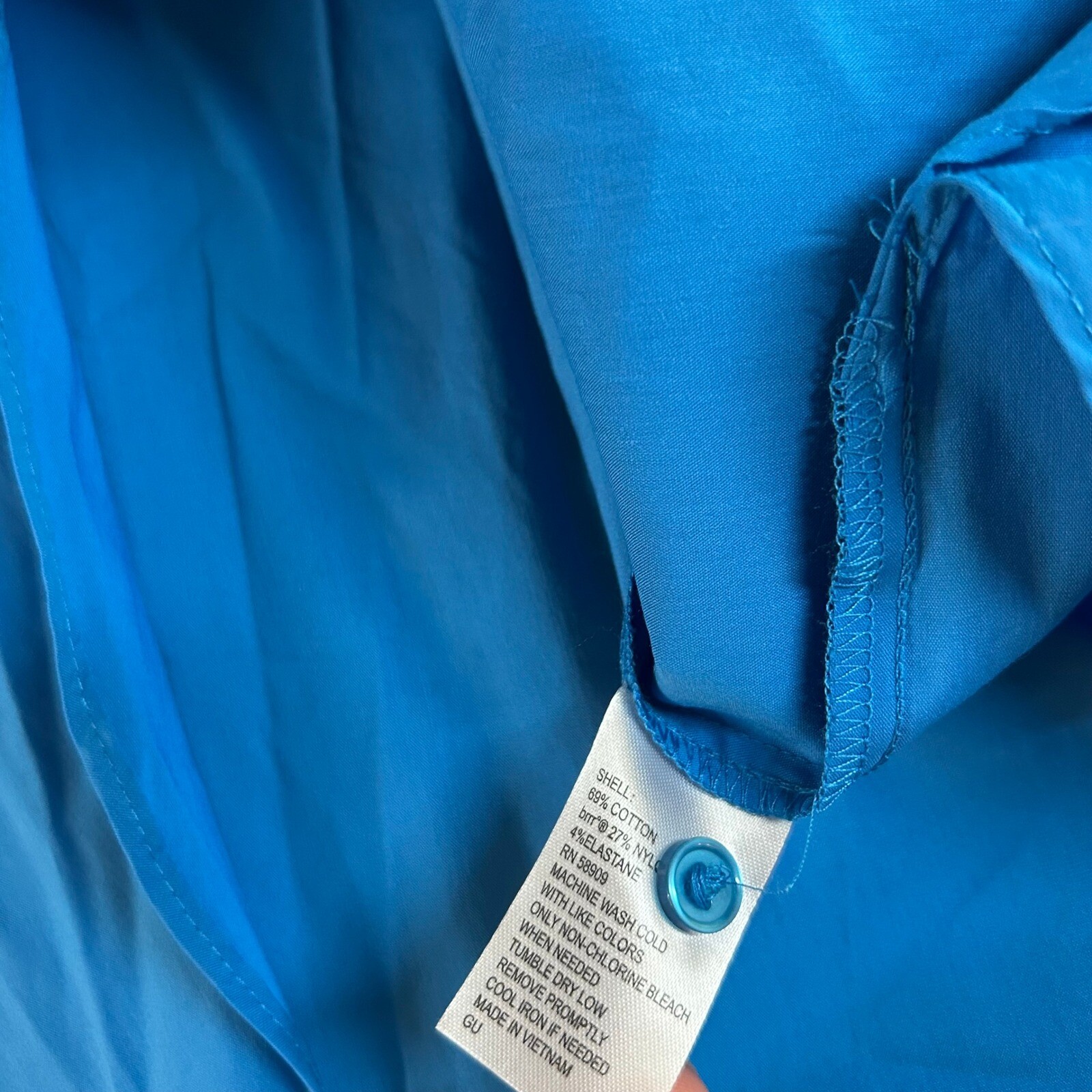 Alex Marie Button-Down Top Hi-Low Hem Long Sleeve Blouse brrr Blue Womens Large