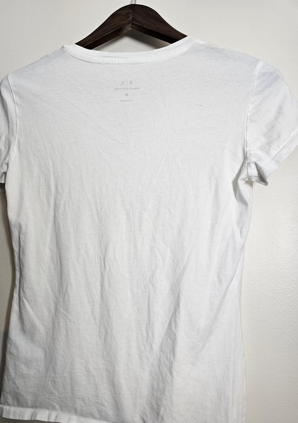 Armani Exchange T-Shirt White Women M Rhinestone Logo