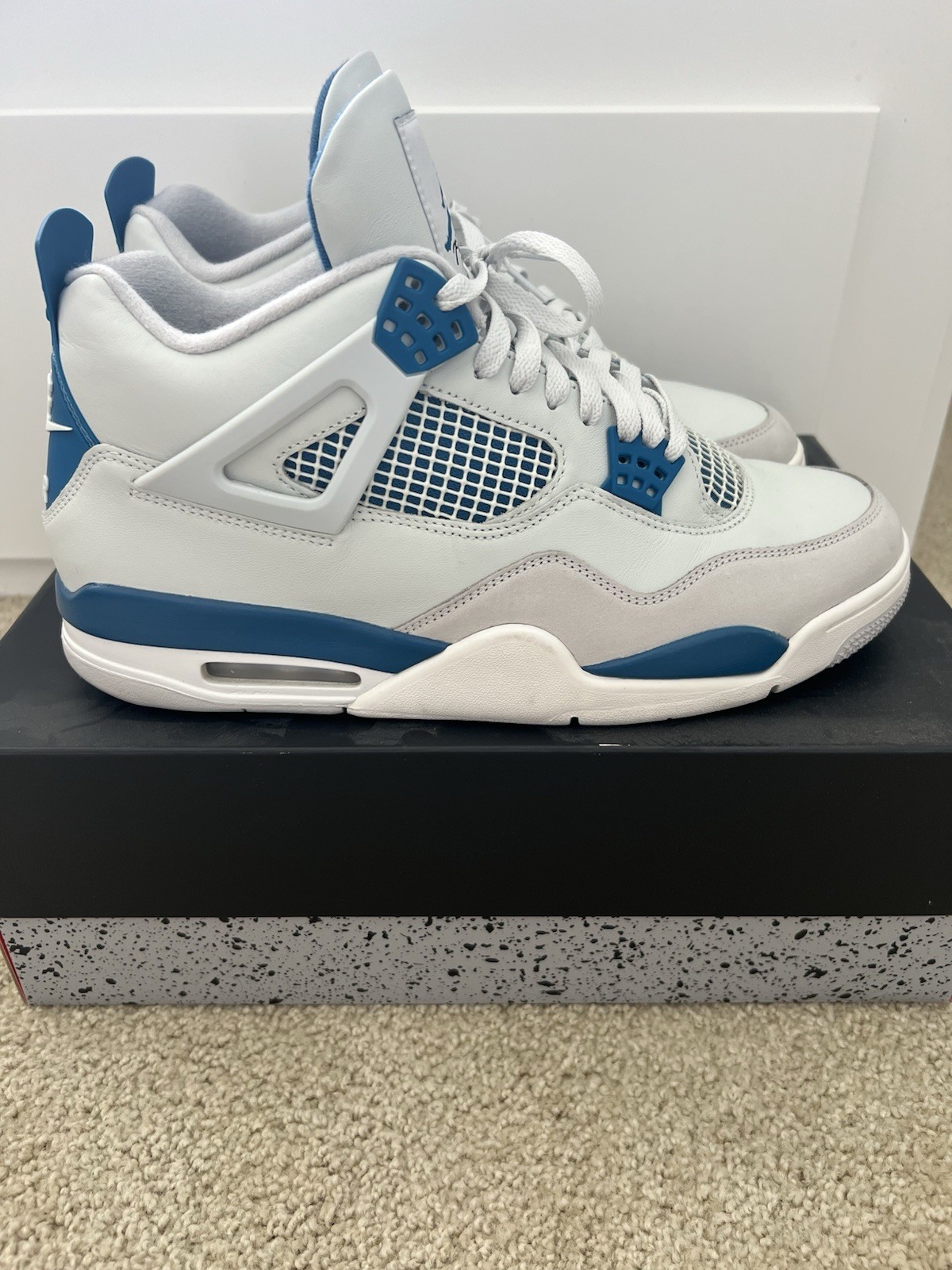 Air Jordan 4 Retro Military Blue 2024 White Industrial Grey FV5029-141 Size 12