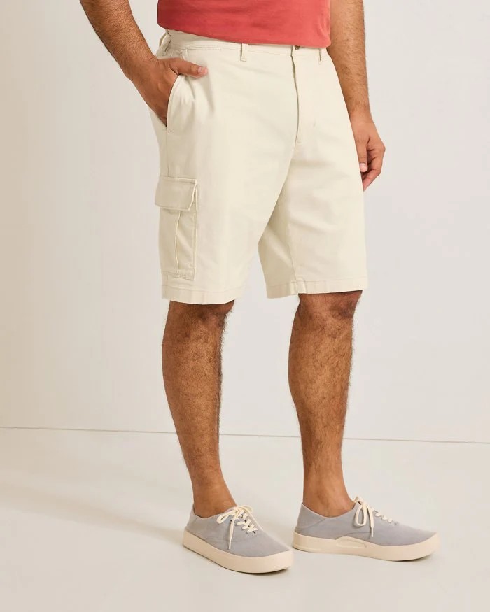 Tommy Bahama Cabo Coast Cargo Shorts Stretch Men 40 Chino 9″ Bleached Sand NWT