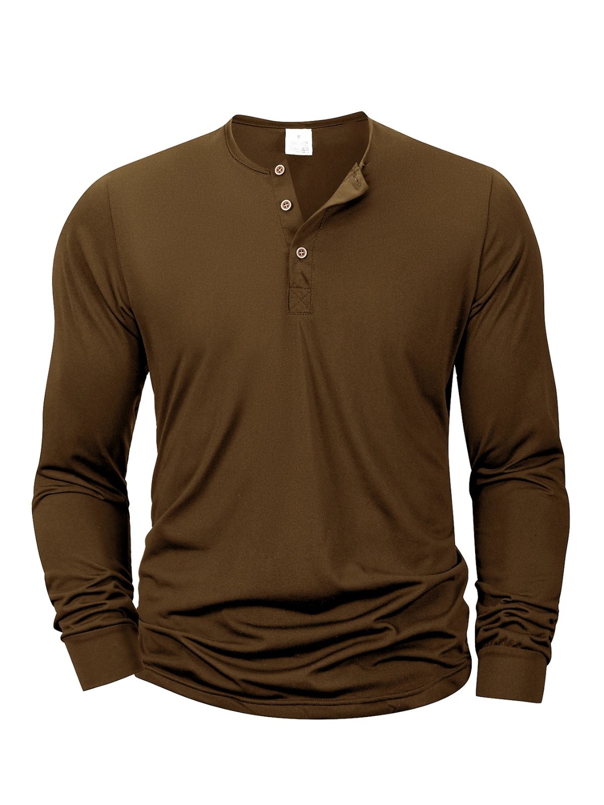Men Long Sleeve Breathable Henley Button Tee Quick Dry Slim Fit Casual Top Gift