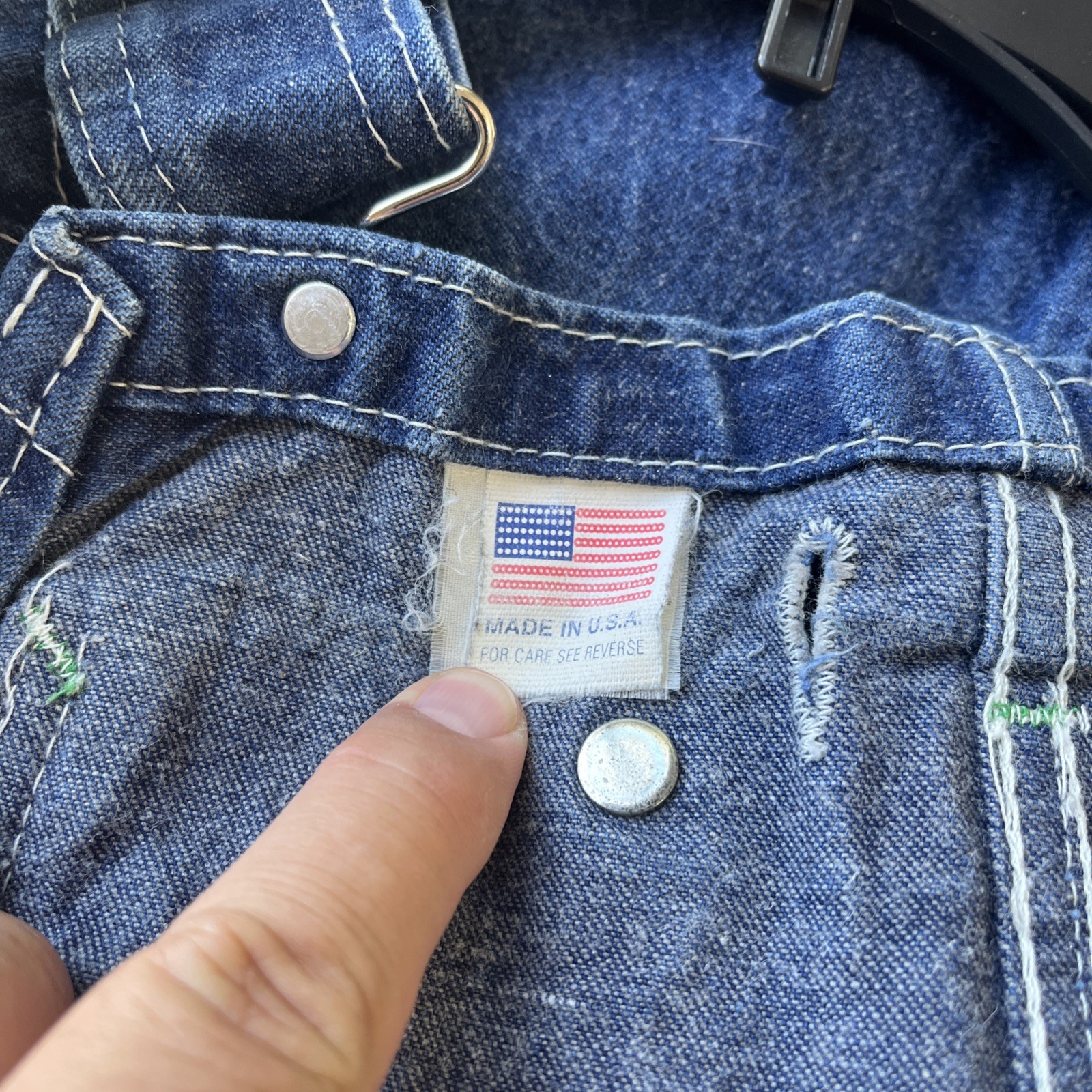 Big Smith Carpenter Bib Overalls 38×32 Made USA Workwear Button Fly Blue Nice!!