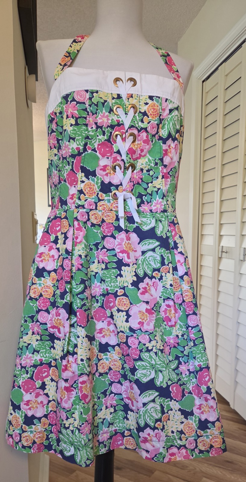 LILLY PULITZER DRESS SZ 10 TONI GET WAY GARDEN PARTY CORSET HALTER FIT & FLARE