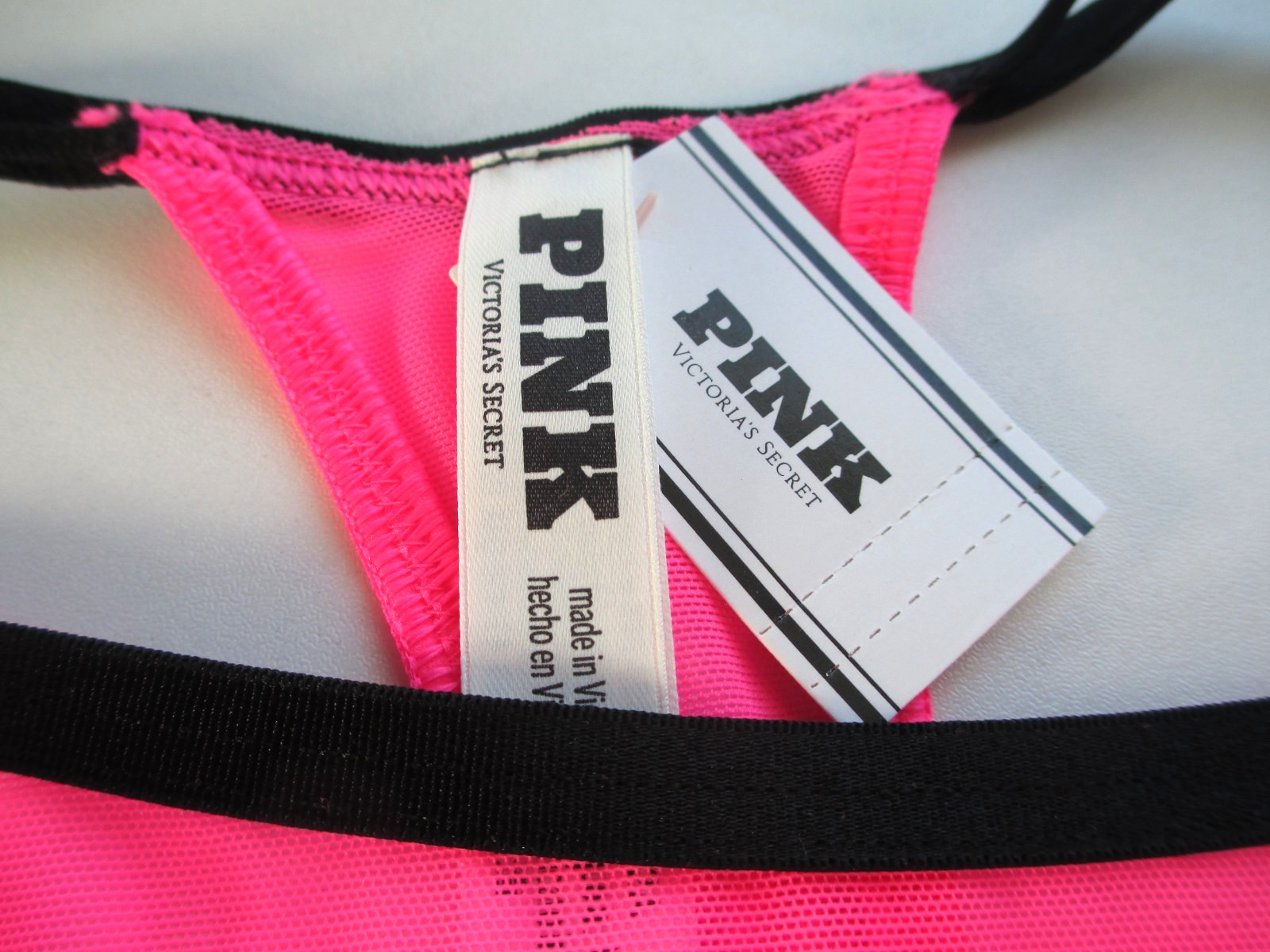 VICTORIA’S SECRET PINK High Leg Thong Panty S M L XL Pink Black NWT Strappy VS