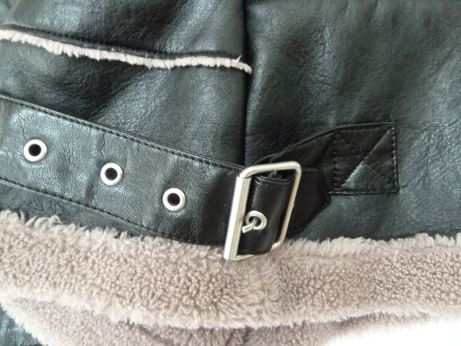 BCBGeneration Vegan Leather Bomber Jacket Small Shearling Fur Zip Black Brown