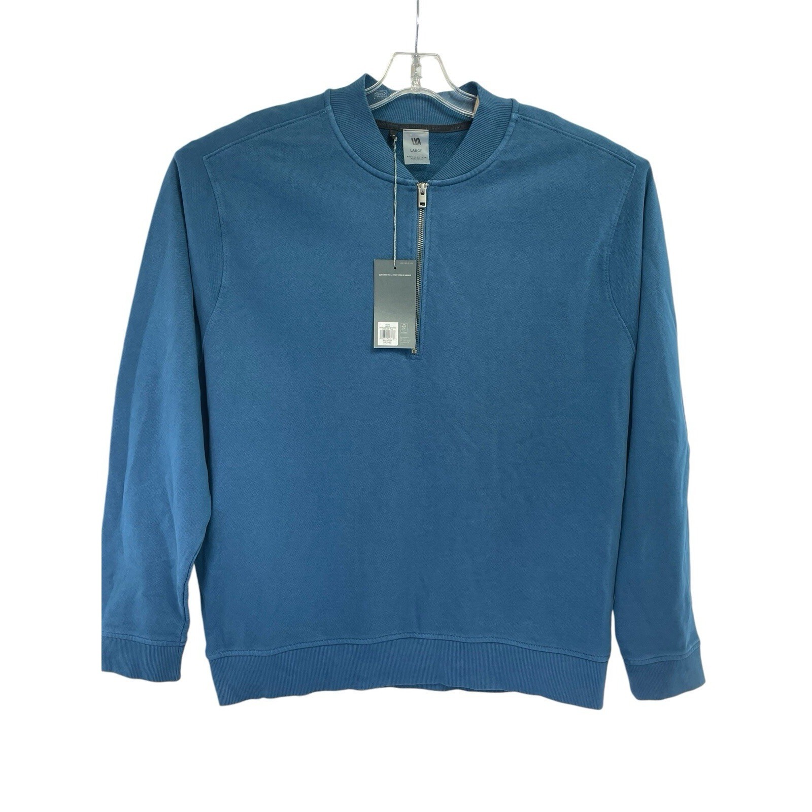 VRST Mens Sz Large Blue 1/2 ZIP Pullover Golf Bomber Jacket (P26) NWTs