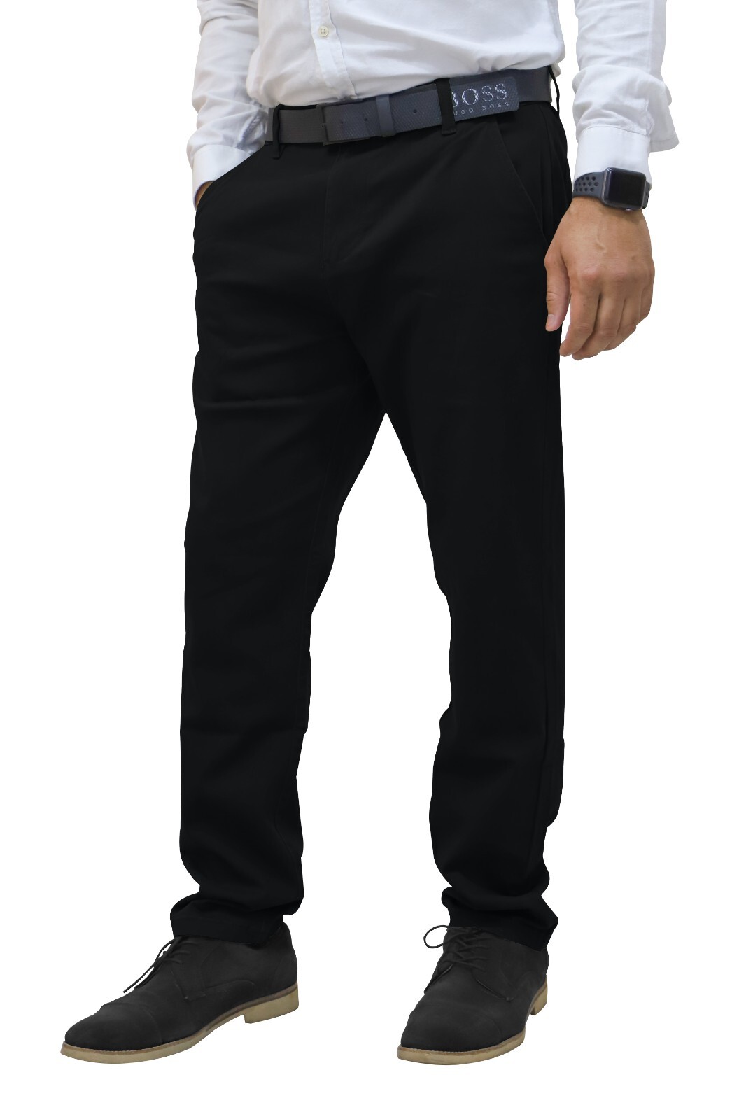 Mens Chino Pants Regular Fit Flat-Front Casual Stretch Relaxed Cotton Trouser