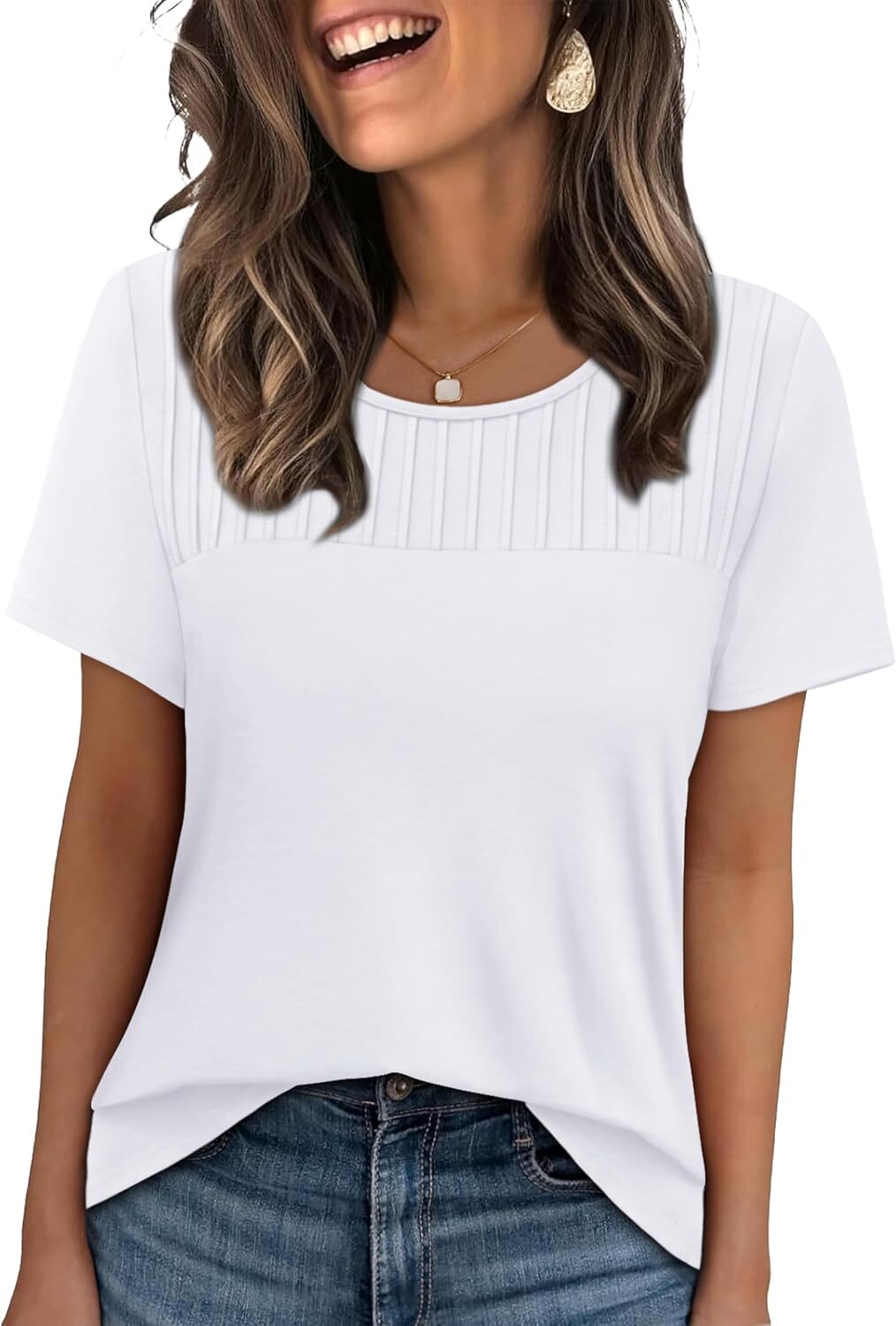 Women’s Plus Size Short Sleeve Crew Tops – Loose Fit Cotton Casual Trendy