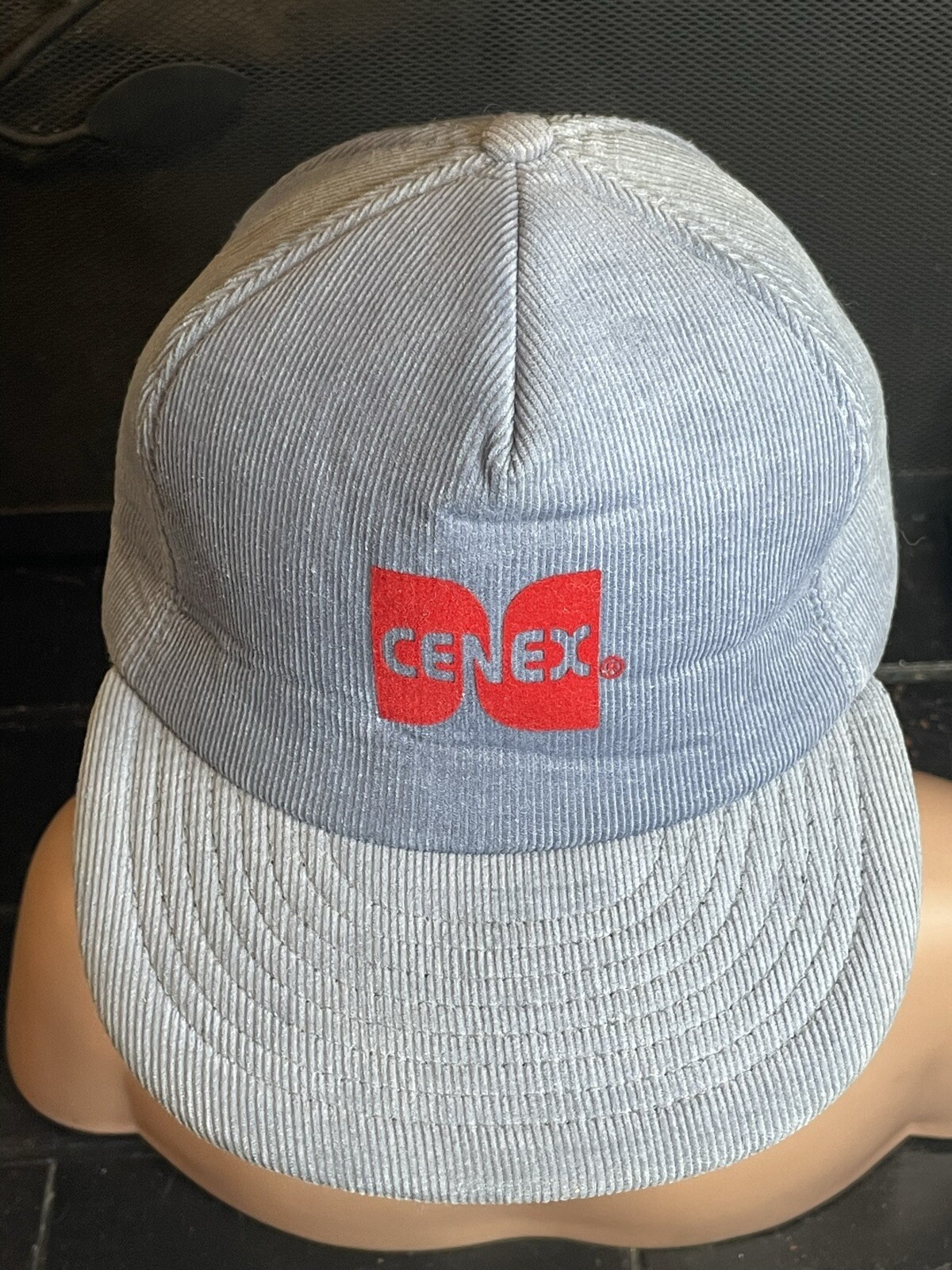 Vintage Louisville MFG Co CENEX Snapback Hat Corduroy Foam Gray Cap Gas Oil Farm