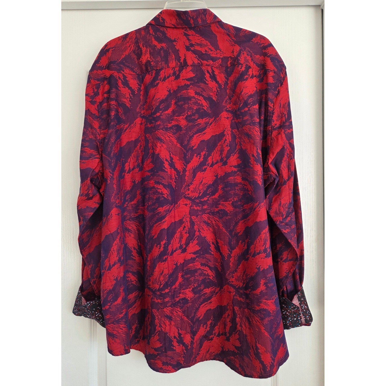 Robert Graham Mens Expressionist L/S Flip Cuff Raspberry Button Shirt Sz 3XL