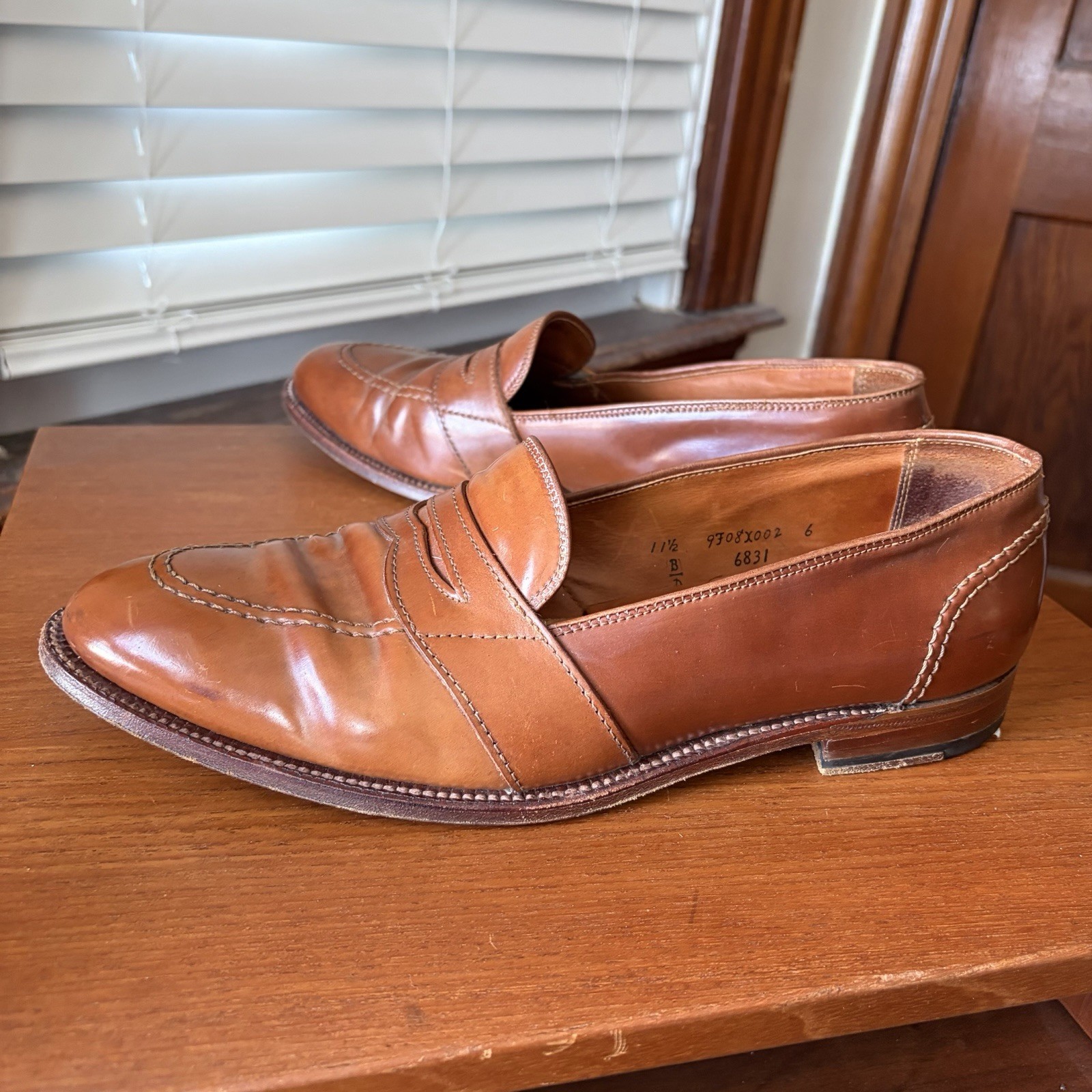 RARE | ALDEN 11.5D WHISKEY SHELL CORDOVAN FULL STRAP PENNY LOAFERS SHOES 11.5 D