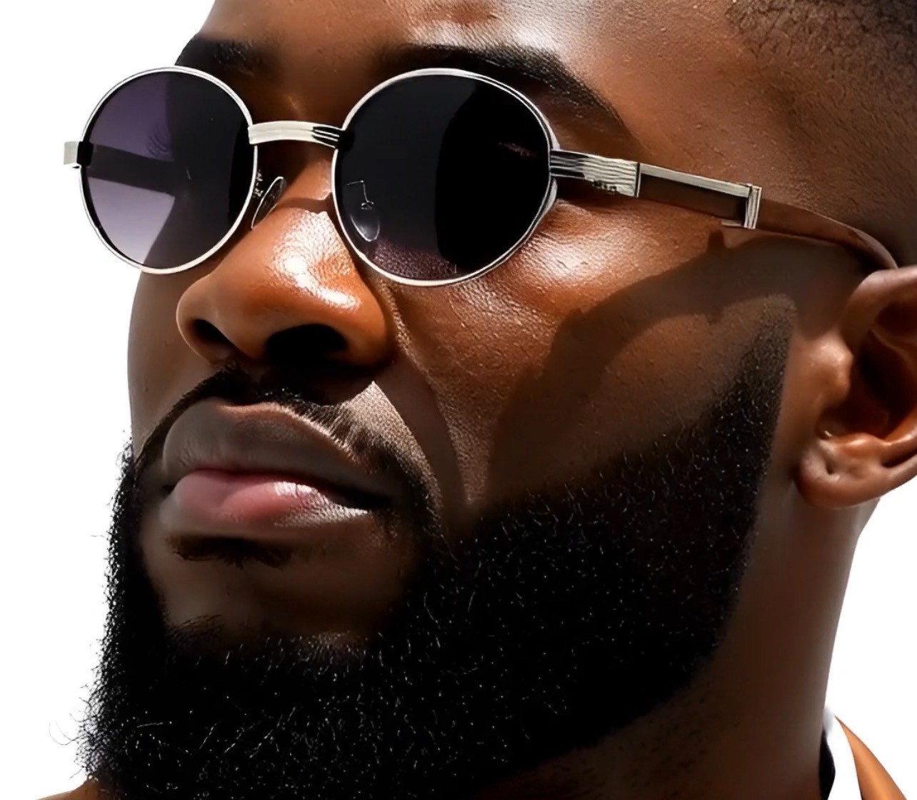 Mens Hip Hop 18k Gold Frame Oval Shape Clear Lens Wood Grain Retro Eye Glasses