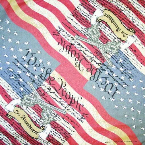 2nd Amendment 22x22in Bandanna USA MADE! Single Side Print 100% Cotton