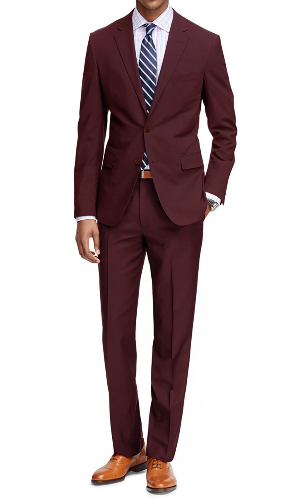 Braveman Men’s Two Piece Classic Regular Fit Suits Jacket and Pant 2 Piece Set