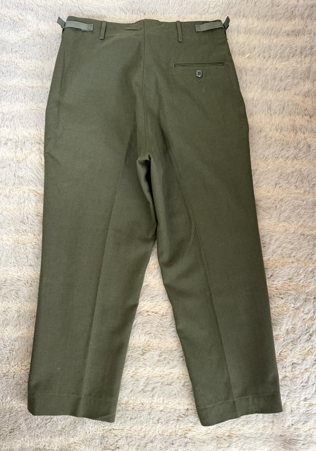 RARE True Vintage Korean War Olive Military Trousers 31-35in Adjustable 50s Pant