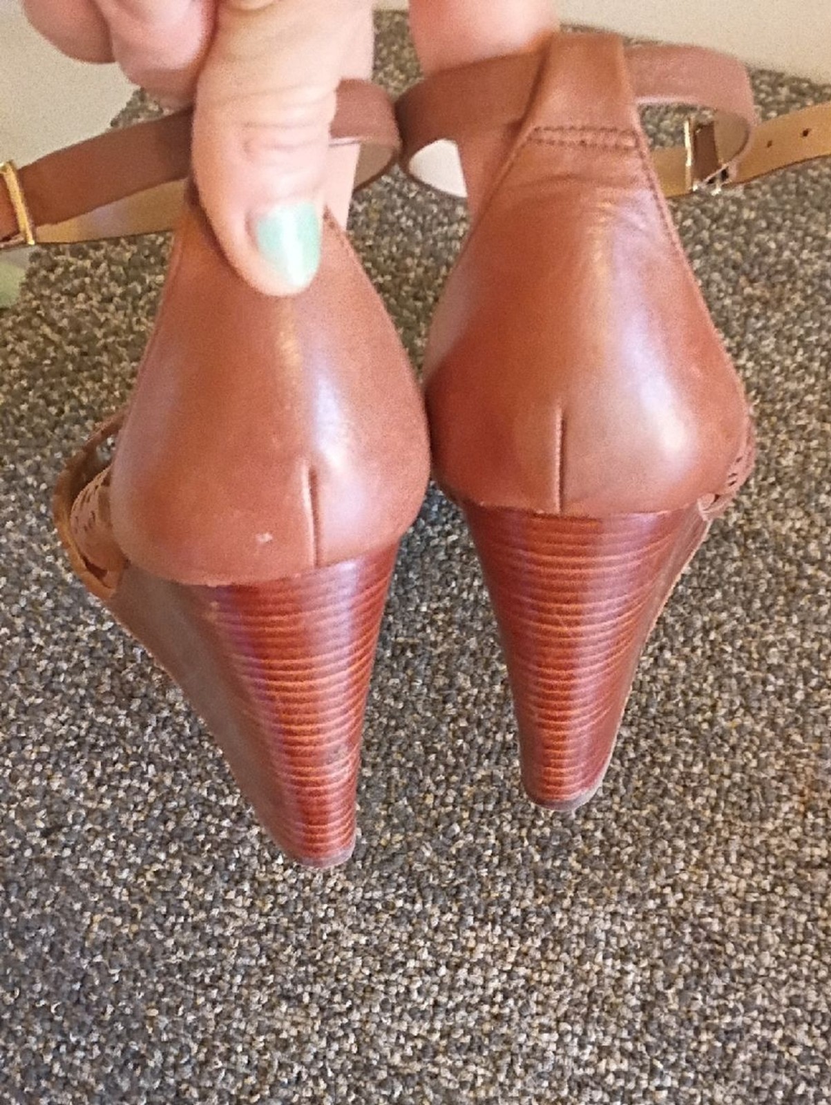 Tory Burch Brown Laser-Cut Ankle-Strap Heels