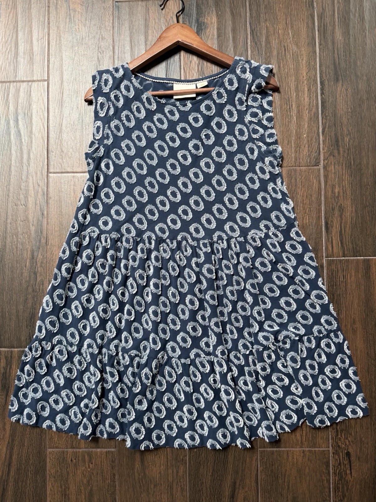 Maeve Anthropologie Dress Women’s XS Navy White Geometric Tiered Pockets Casual