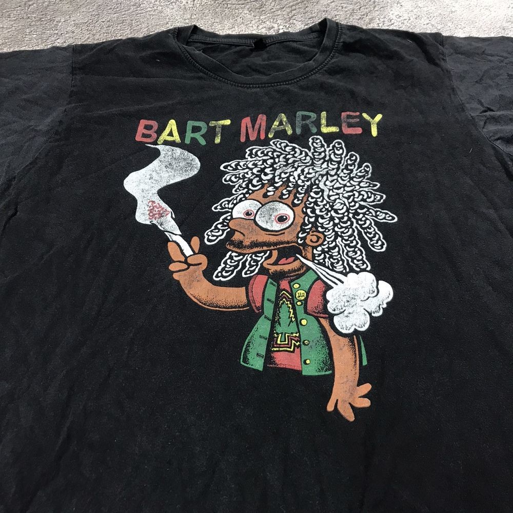 90s Bart Marley – Bob Marlay Smoking Weed Puff Funny Black T shirt NH24570
