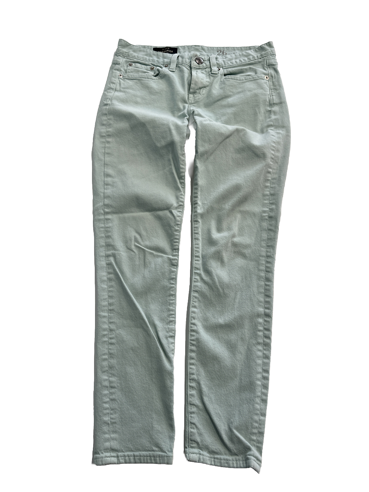 J.CREW Toothpick 26 Ankle (Actual: 30×27 inches) Womens Mint jeans cotton blend