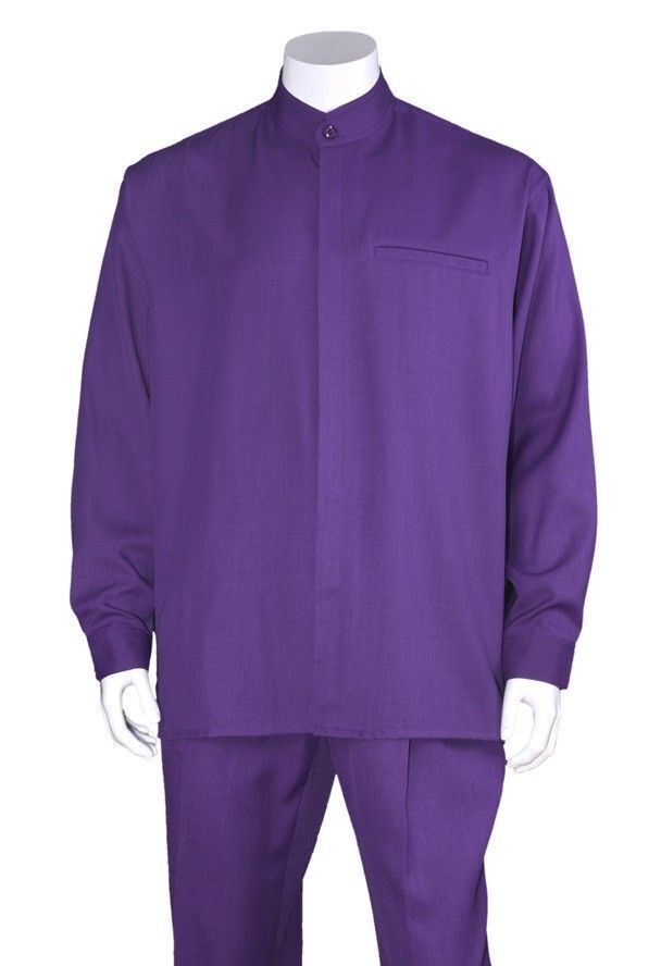 Men’s Luxurious Mandarin Collar (banded collar) Walking Suit 2-Piece Set #28266