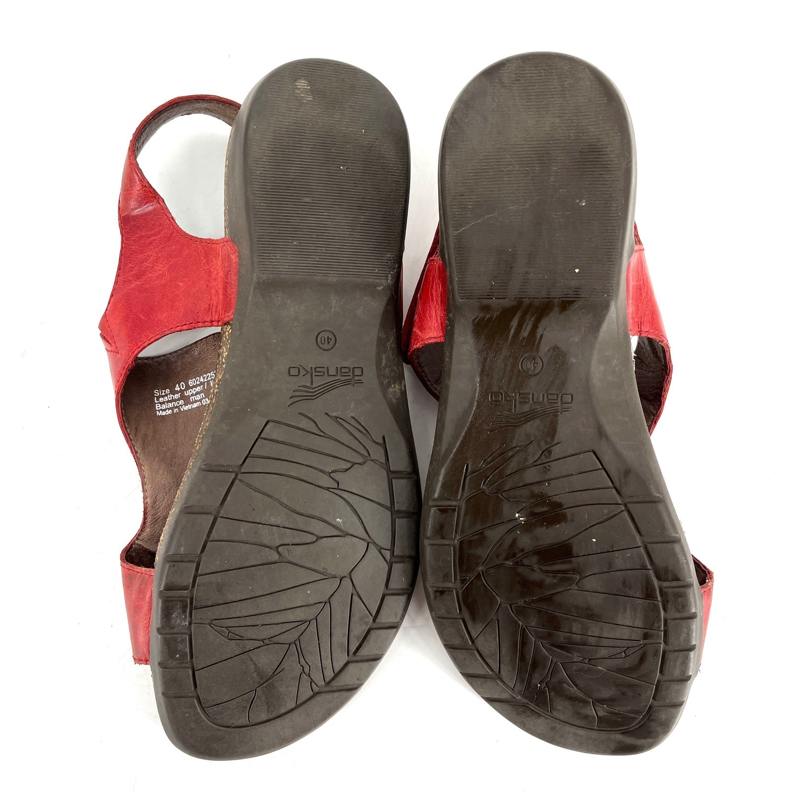 Dansko Red Leather Reece Thong Strap Cork Footbed Sandals Women’s EU40 -US 9.5