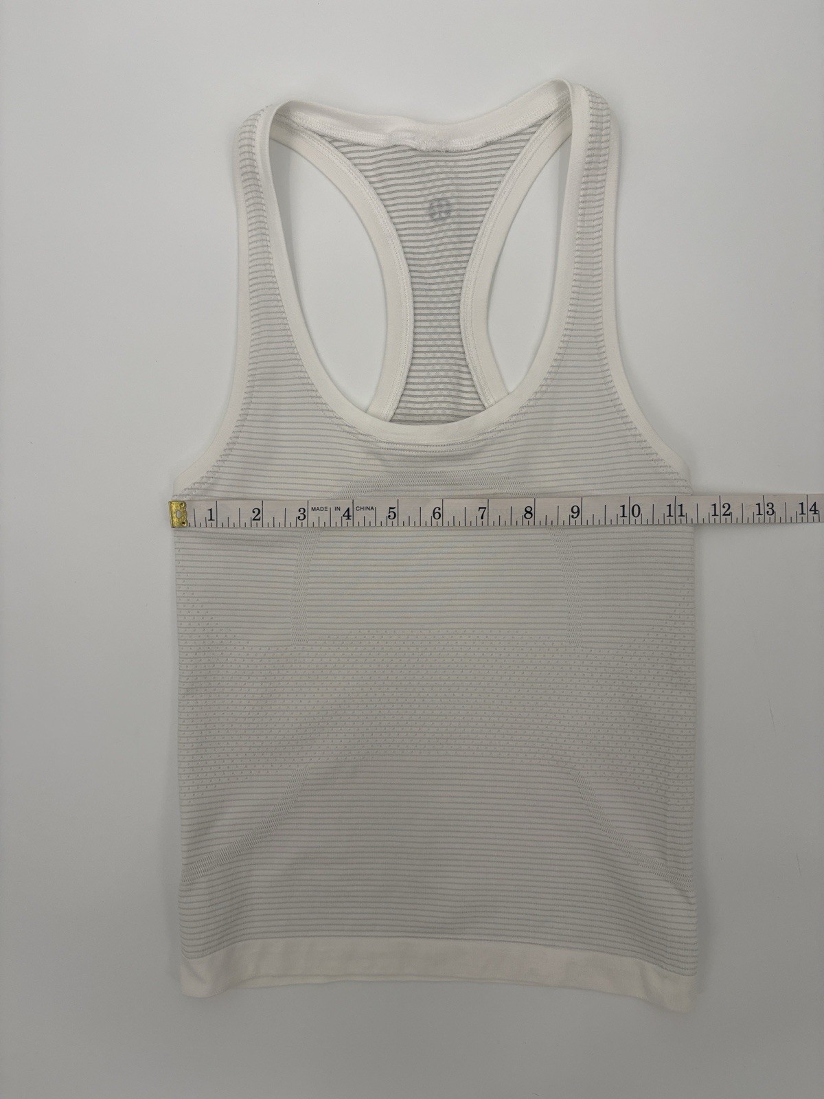 Lululemon White Stripe Swiftly Tech Racerback Tank Top Womens Size Unknown
