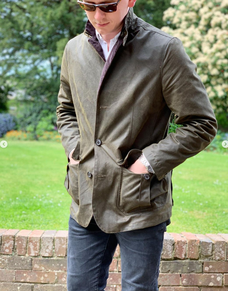BARBOUR LUTZ Waxed Jacket Olive Rugged Sophistication MSRP$520 British Luxury