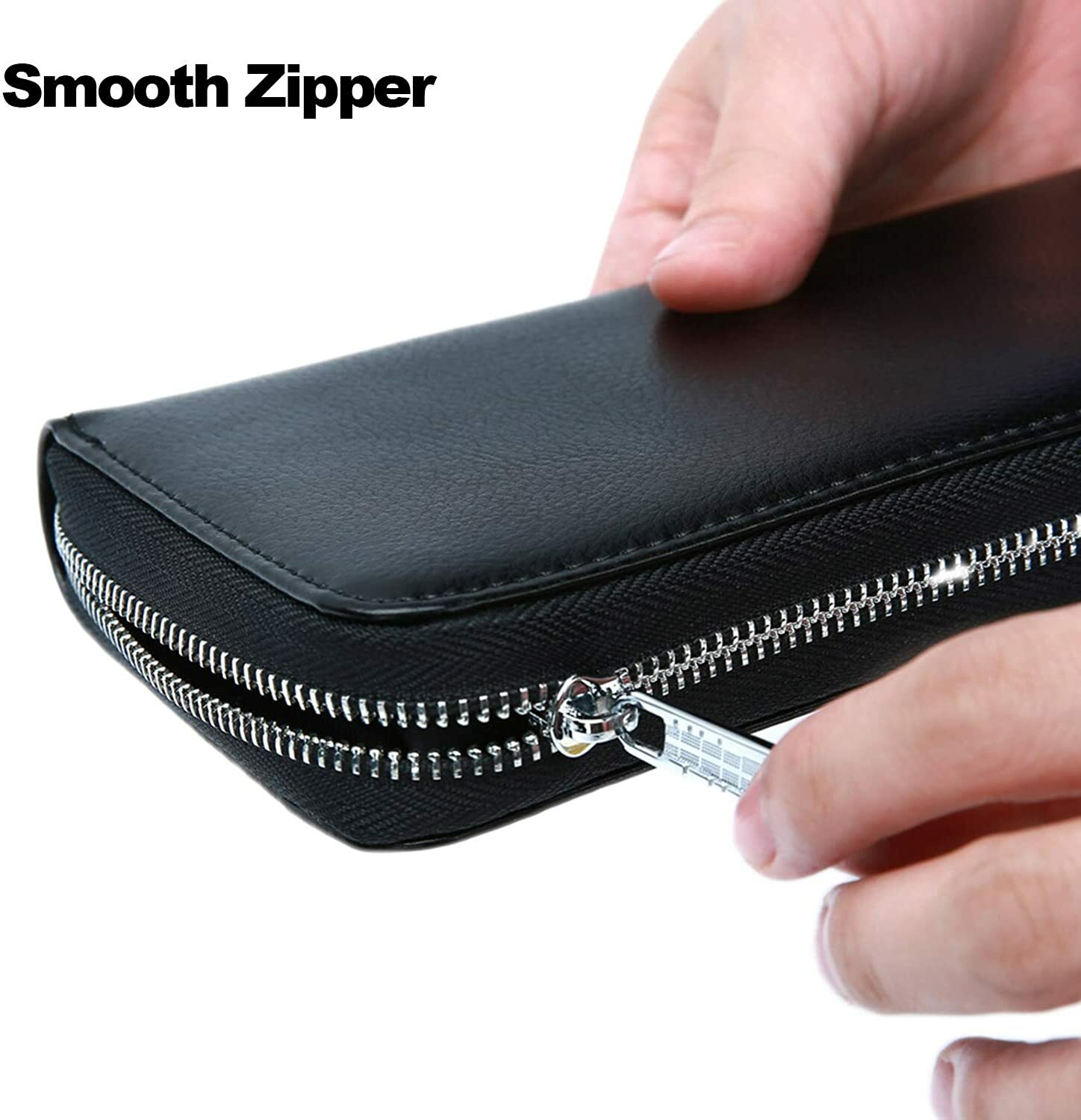 Large Capacity Credit Card Holder 36 Slots Zipper Leather Wallet RFID Blocking