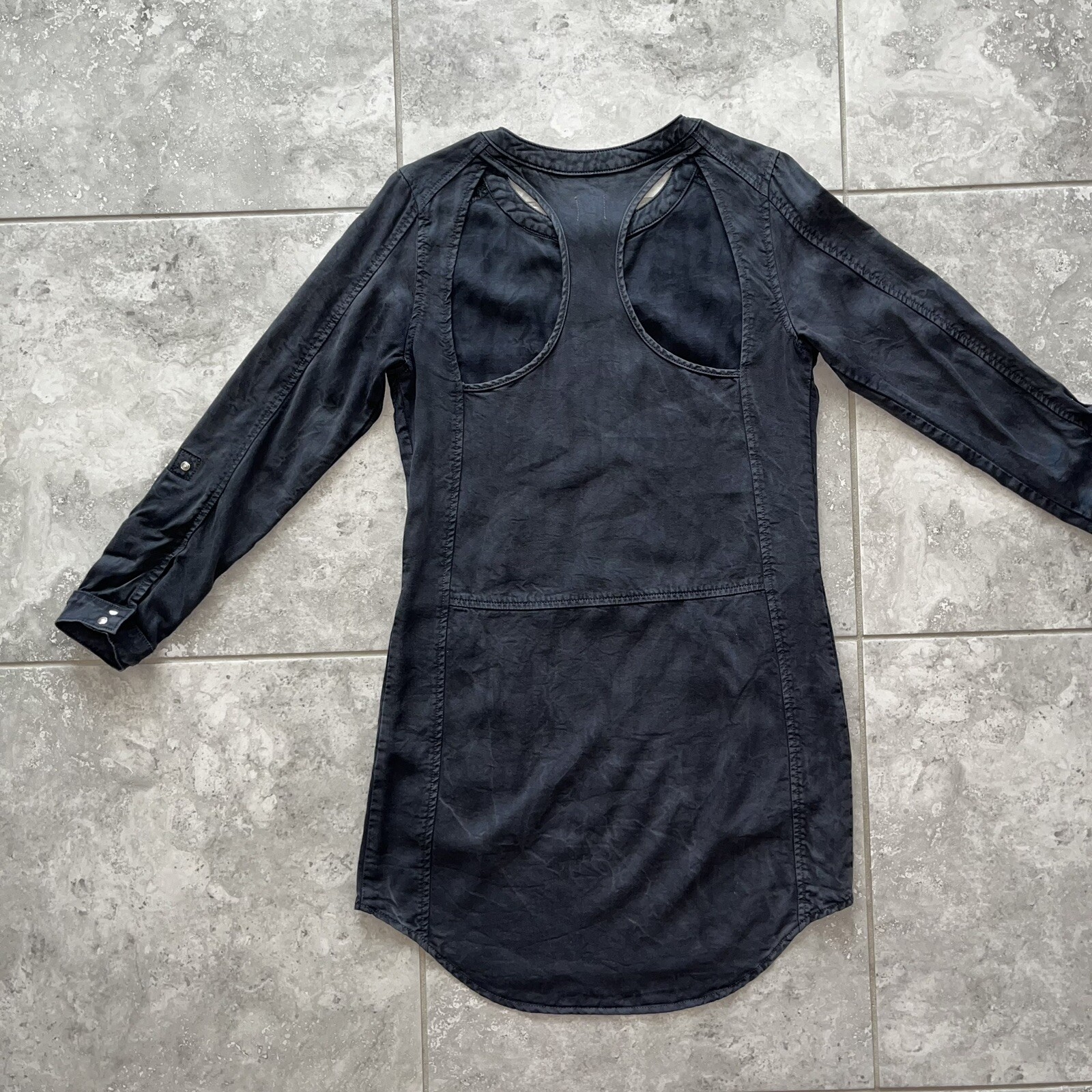 Design with Purpose DWP Vintage Ash Gray Chambray Tegan Shirt Dress Revolve S