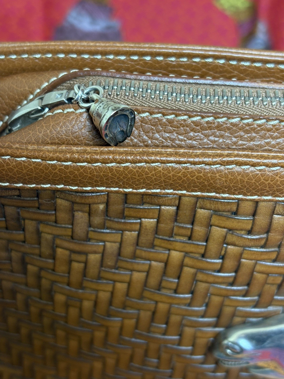 Barry Kieselstein Cord Woven Leather Horse clutch purse sterling silver EXC