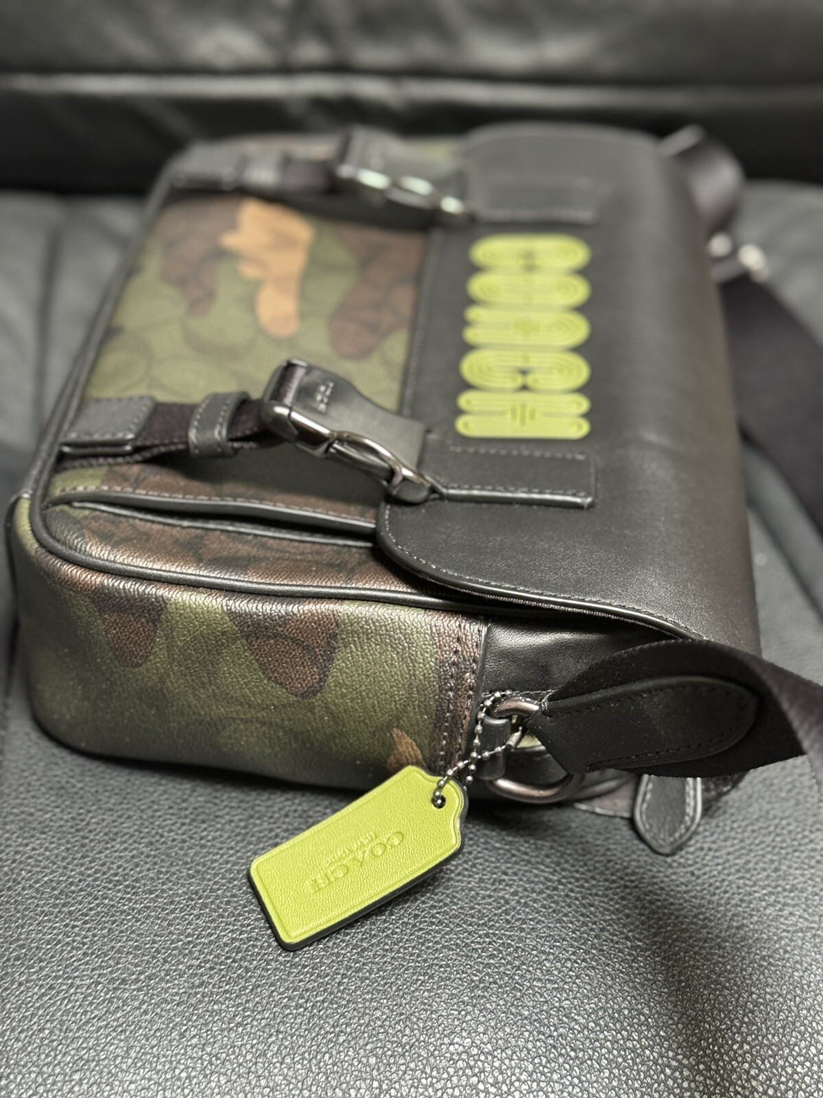NWT Coach Men’s Track Crossbody with Camo Print & Coach Patch CC018 Green Multi