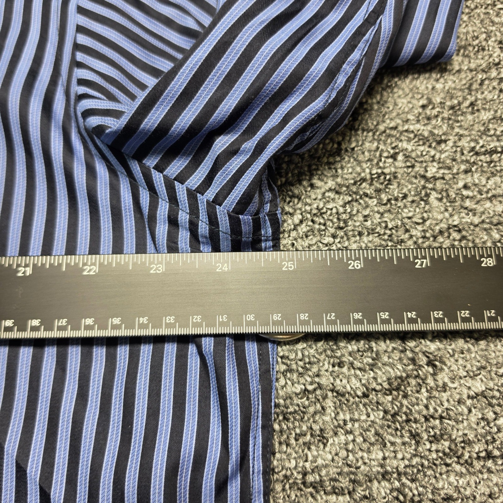 Button Down Shirt Bugatchi L Mens Blue Black Excellent Striped Long Sleeve