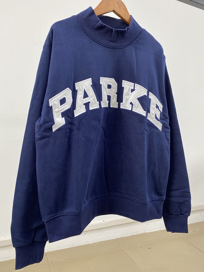 PARKE New Letter Patch Embroidered High Neck Loose Women’s Sweatshirt