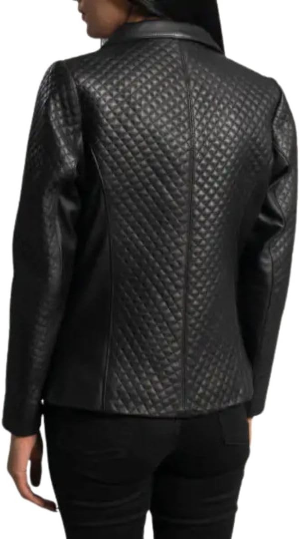 Premium Leather Sheepskin Blazer, Quilted Pattern, Slim Fit, Professional Style