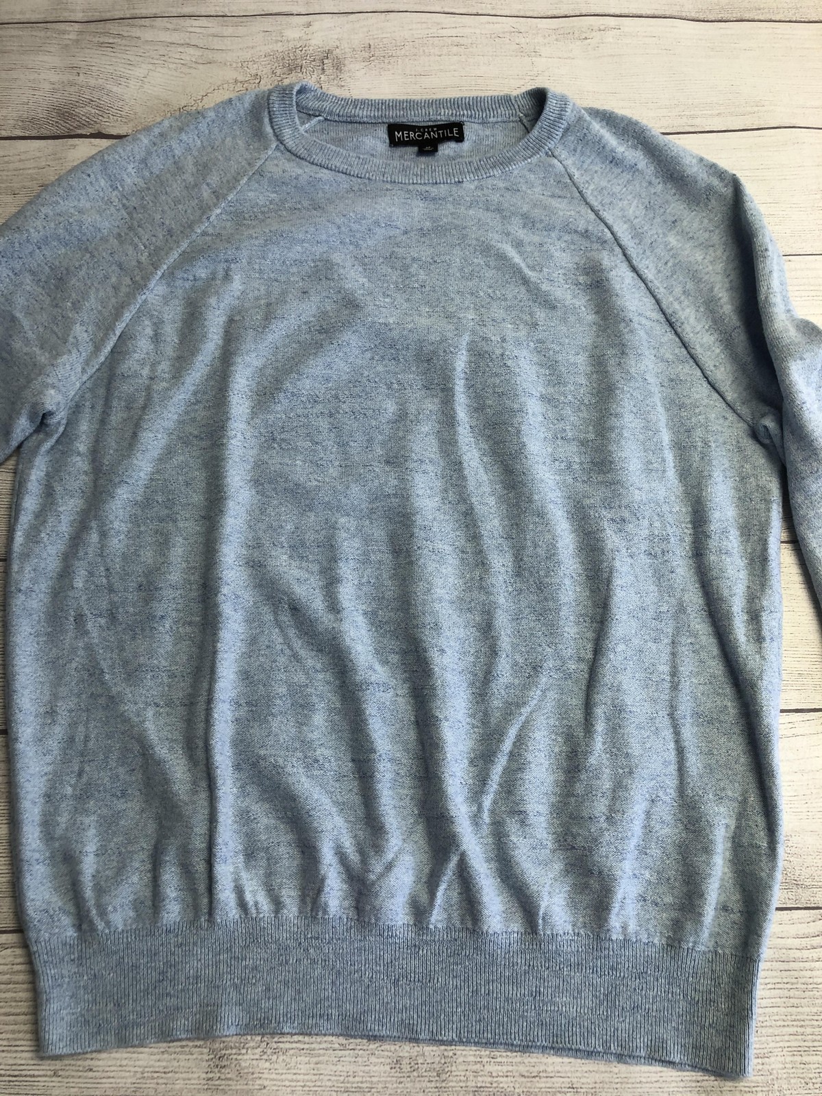 J Crew Mercantile Sweater Mens Medium Blue Cotton Crewneck Knit Pullover