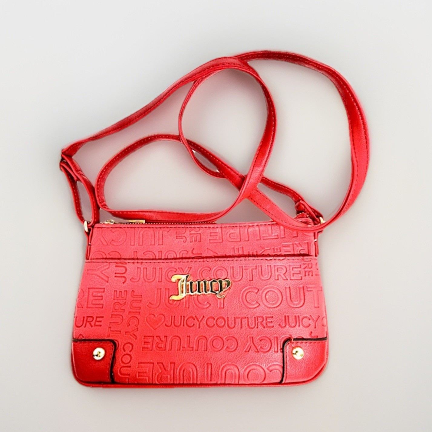 FLASH SALE Red Juicy Couture Purse Crossbody Bag Logo Gold Hardware Designer