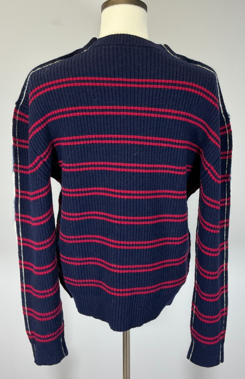 Marni Half-and-Half Men’s Size 46 IT Blue China Striped Sweater NWT