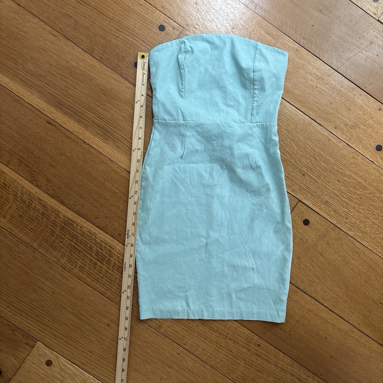 Solemio Los Angeles Light Blue Strapless Bow Front Bodycon Dress S