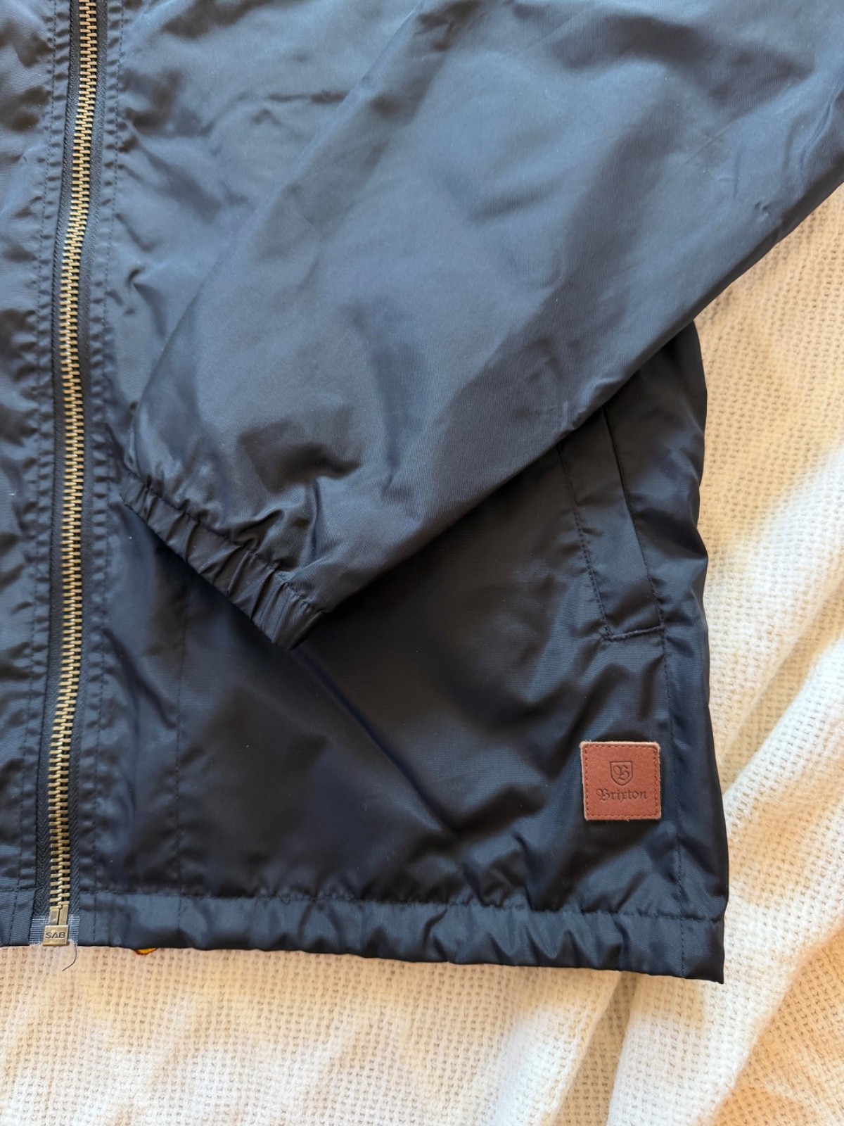 Brixton Men’s Claxton Nylon Windbreaker Jacket Black Hooded Size M