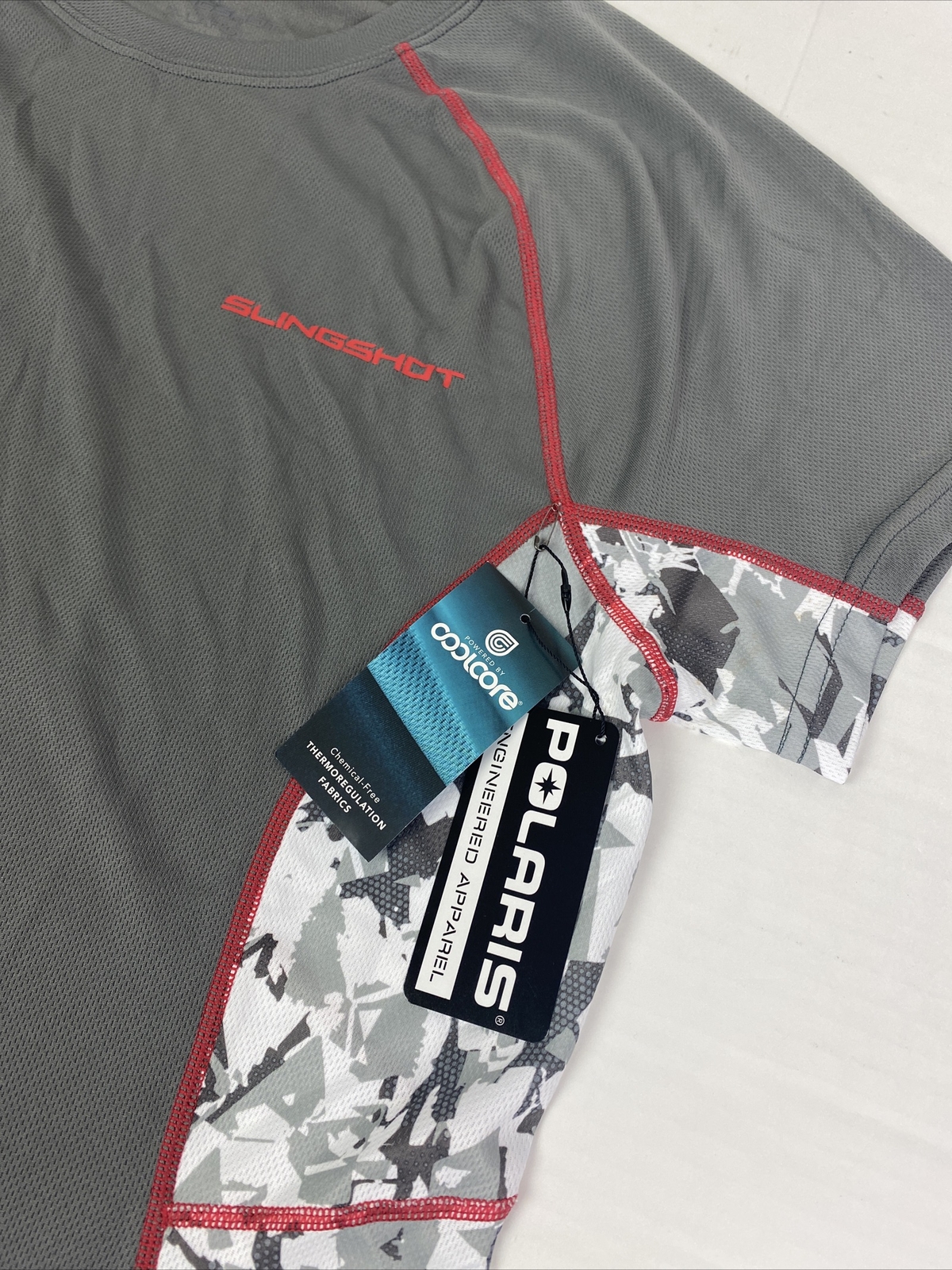 Polaris Slingshot Motorcycle Women’s Shirt Cooling Gray White Red New with Tag