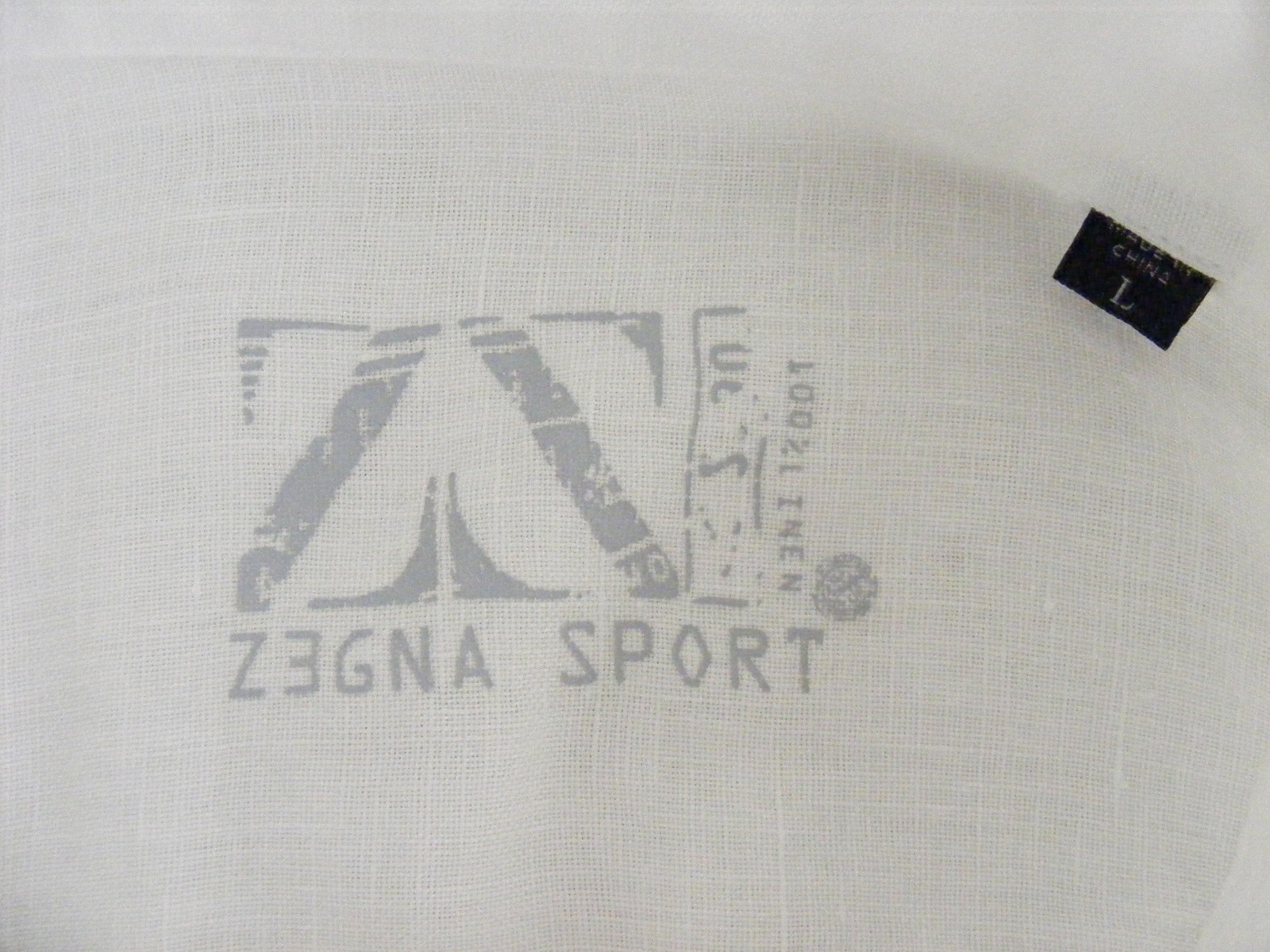 MENS SZ L ERMENEGILDO ZEGNA SPORT 100% LINEN WHITE ROLL UP BUTTON SLEEVE SHIRT L