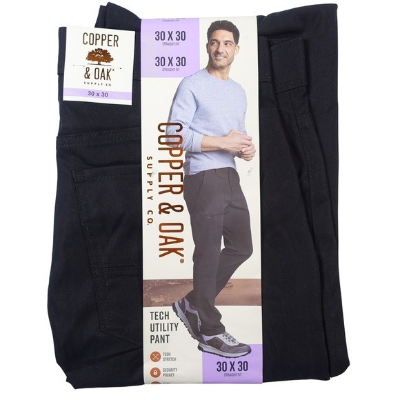 Copper and Oak Supply Co Utility Pants Men 30×30 Black Straight Fit Tech Stretch