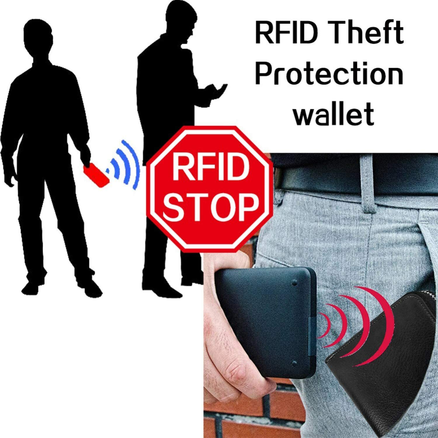 Large Capacity Credit Card Holder 36 Slots Zipper Leather Wallet RFID Blocking