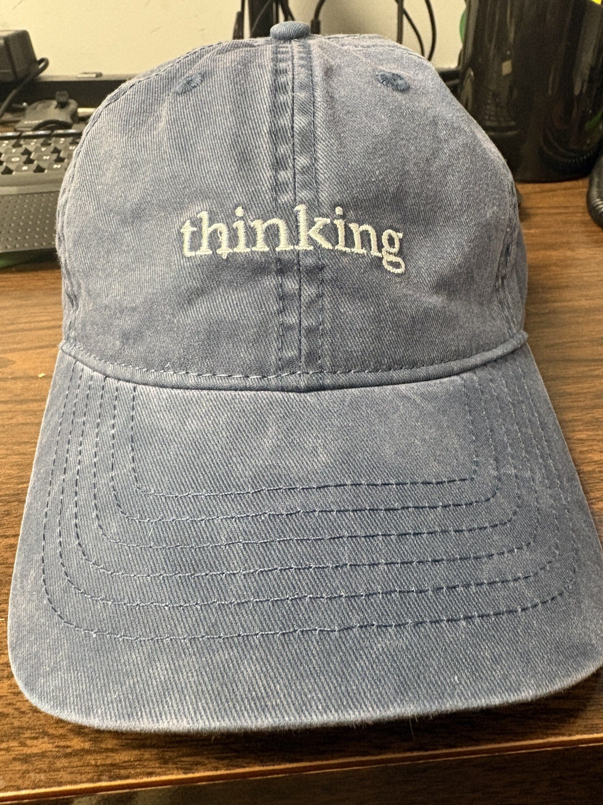 Anthropic Claude Thinking Hat Navy Blue Adjustable Strapback Baseball Cap New
