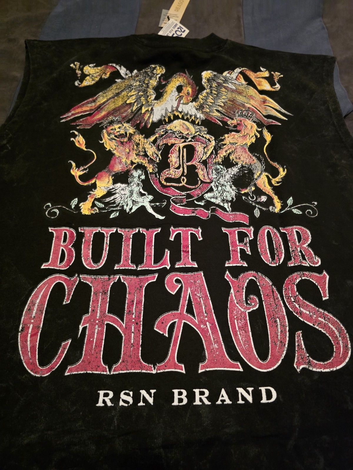 Reason Brand “Built For Chaos” size XL Washed Sleeveless Muscle Shirt Black….