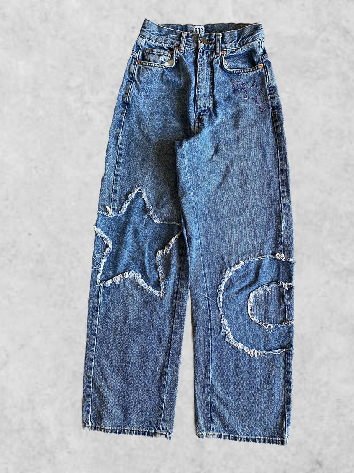BDG Women Jeans Size 24 Wide Leg Blue Cotton Distressed High Rise Y2K