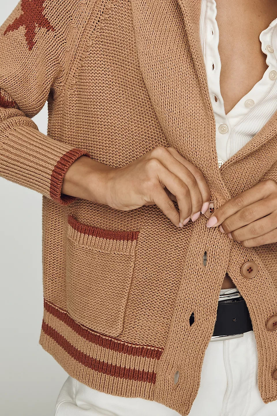 Anthropologie – Maeve Shawl Collar American Flag Cardigan Sweater