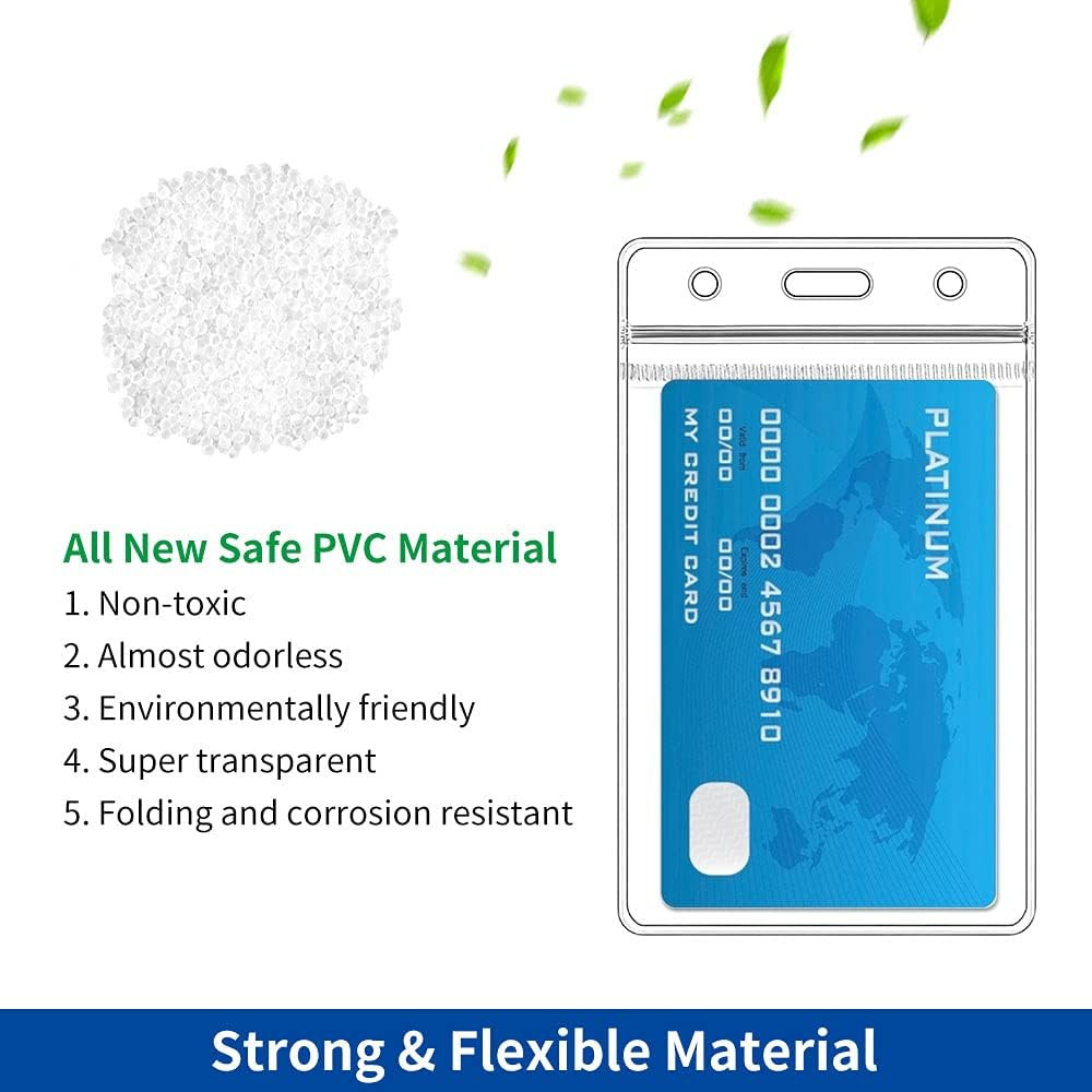 Vertical ID Badge Holders, 10 Pack, Clear Plastic Work Card Sleeve, Name Tag Hol