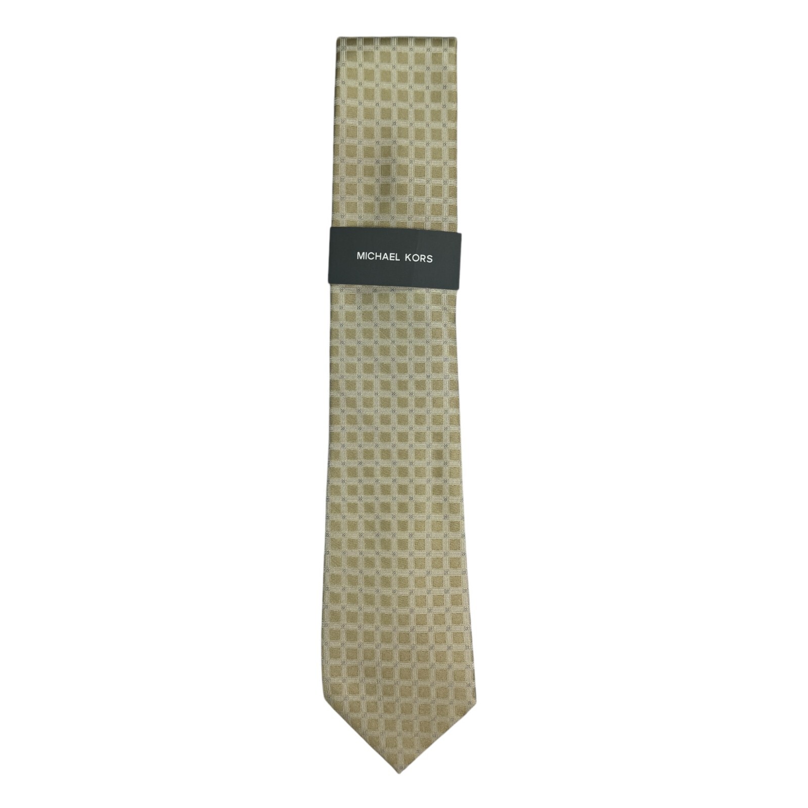 Michael Kors Mens Longboat Grid Classic Neck Tie Taupe 3 1/8″